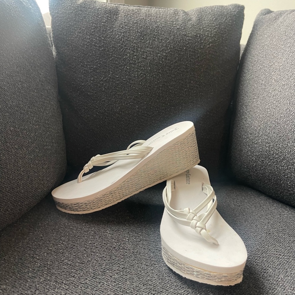 Juicy Couture White Wedge Slip-On Shoes